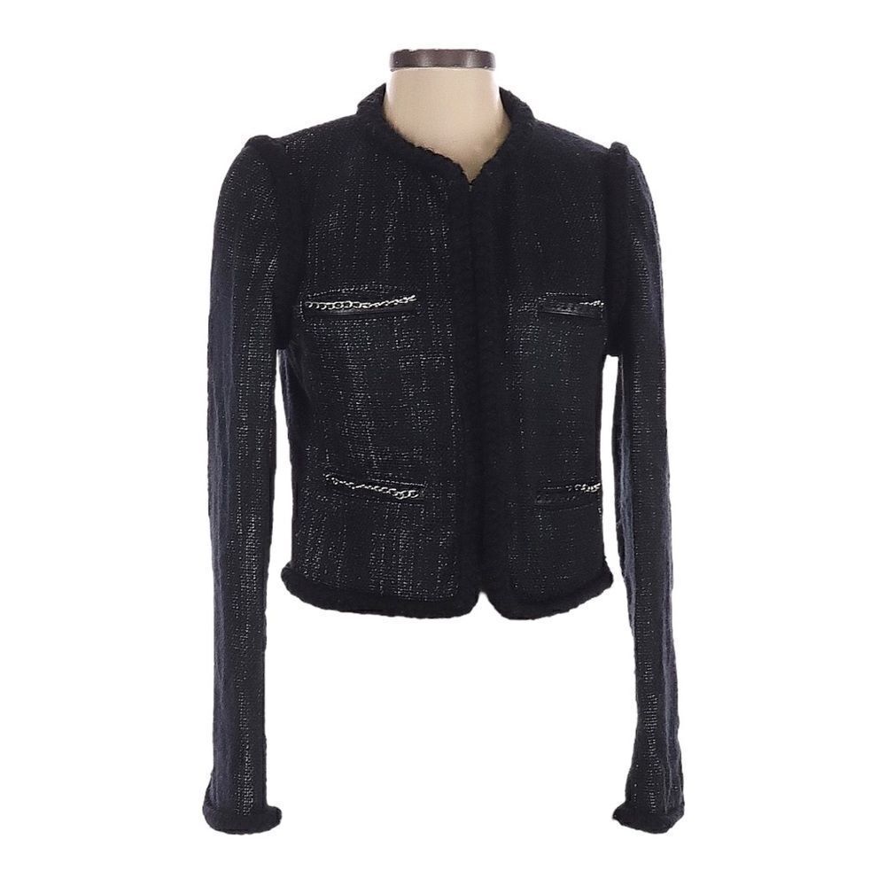 By Malene Birger Jasmia Tweed Cropped Jacket Black Chain Trim Size 36 (S)
